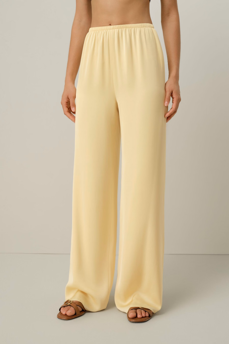 Stretch Silk Georgette Straight-leg Pants