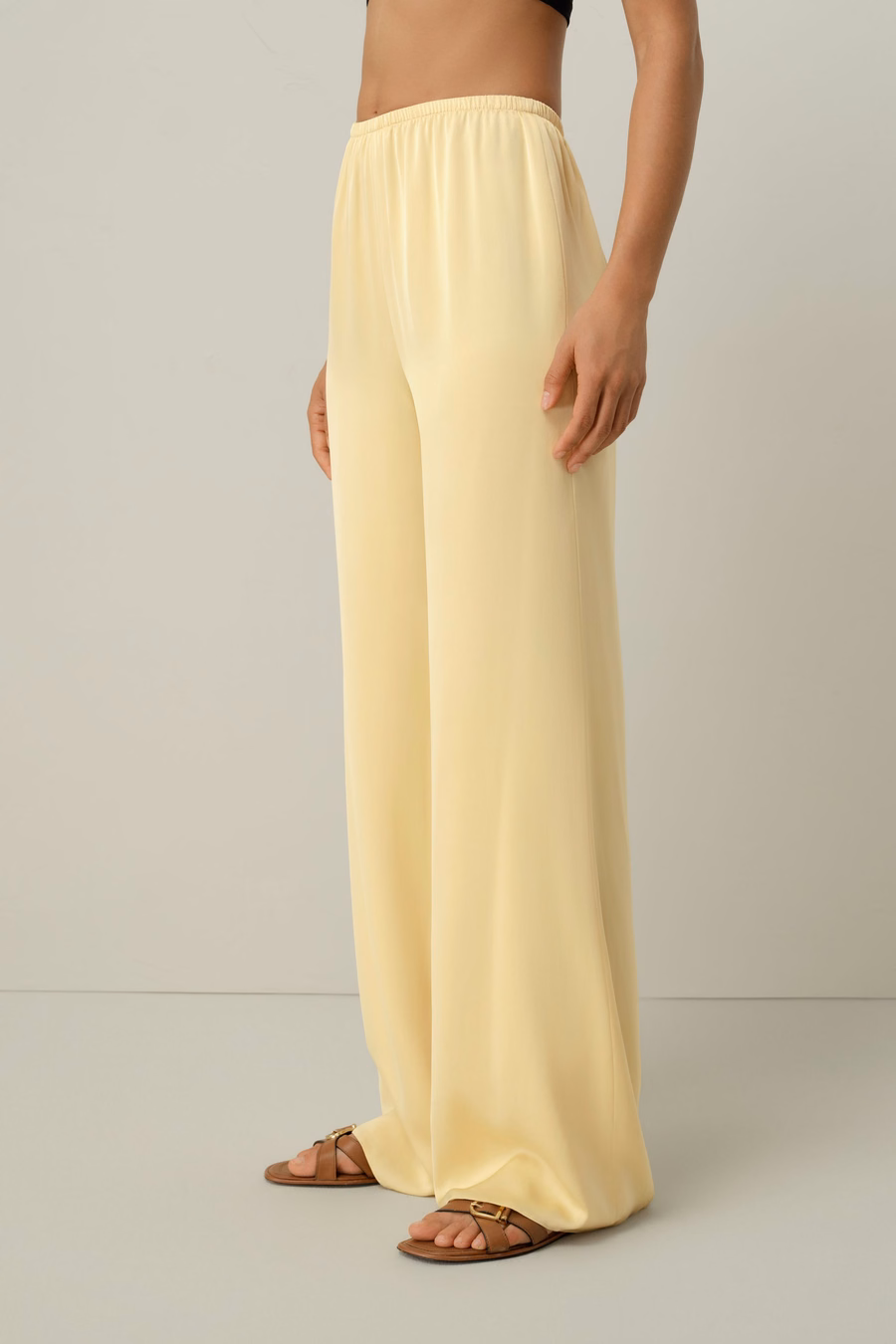 Stretch Silk Georgette Straight-leg Pants