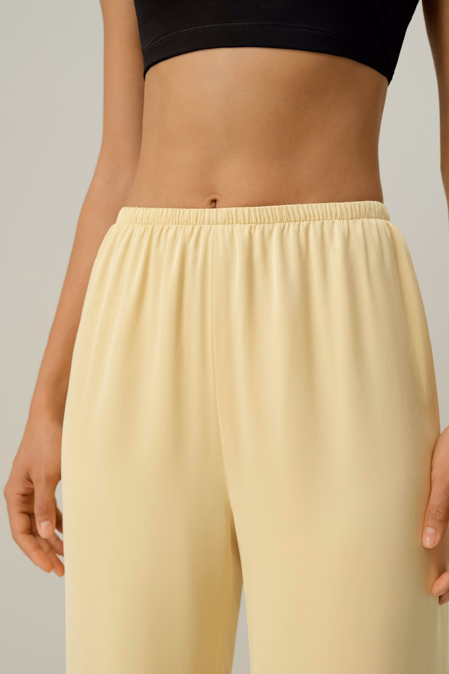 Stretch Silk Georgette Straight-leg Pants