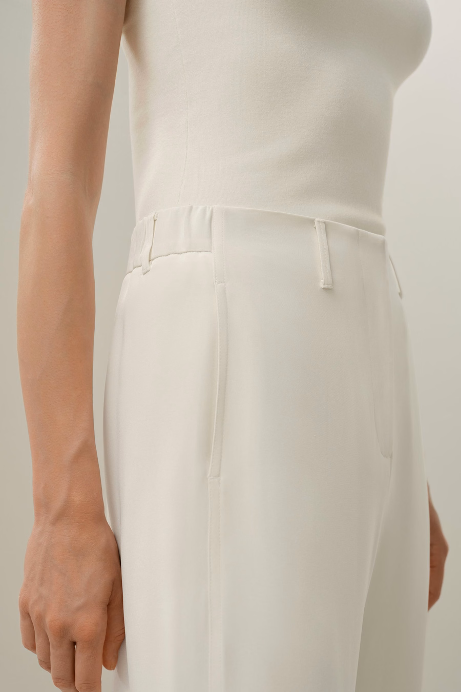 Curved Seam Silk Crepe Pants