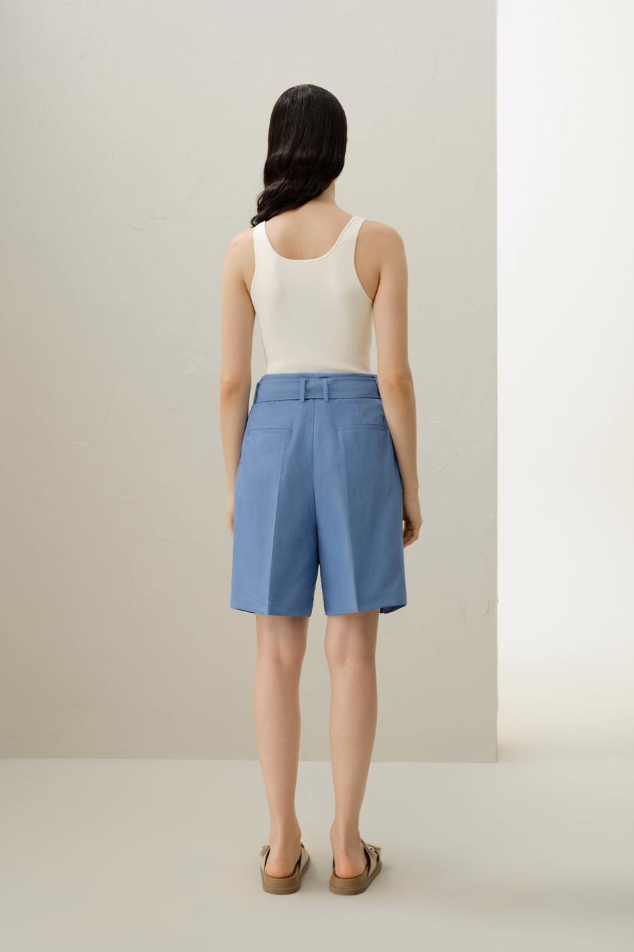 Silk Linen Belted Short