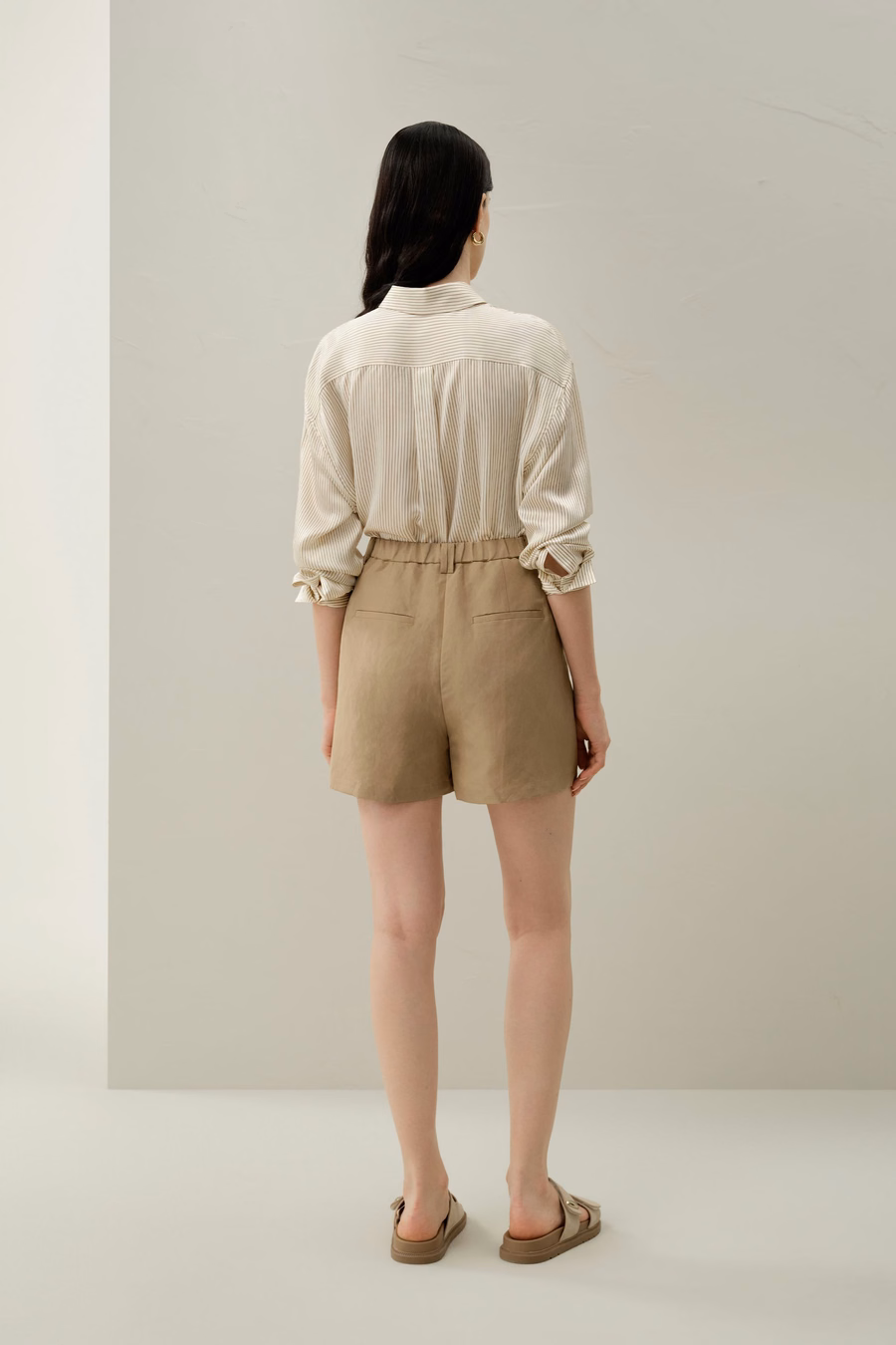 High-Rise Silk Linen Shorts