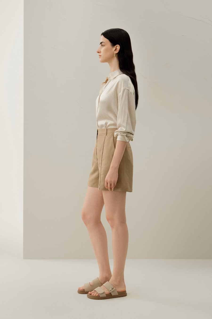 High-Rise Silk Linen Shorts