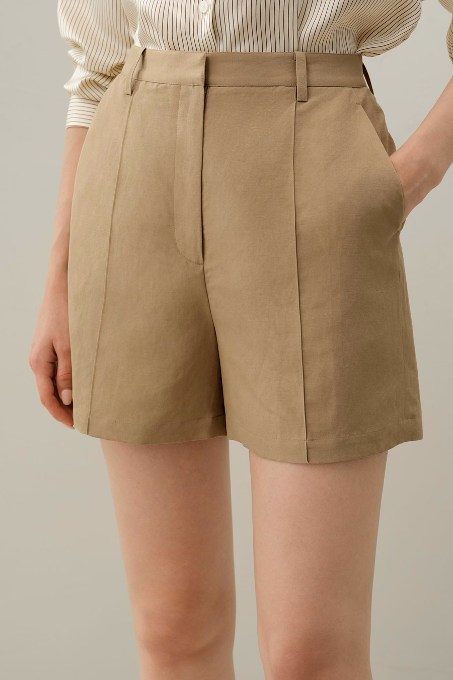 High-Rise Silk Linen Shorts