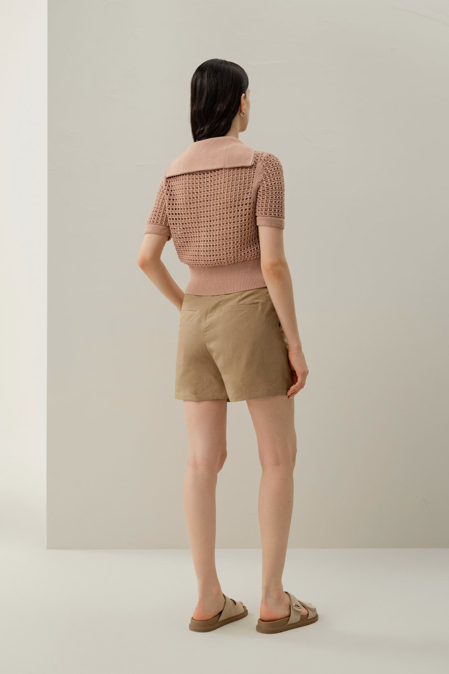 Toscana Pointelle Knit Double-Zip Cardigan