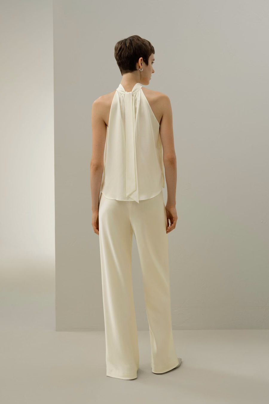 Minimalistic Allure Silk Halter Top
