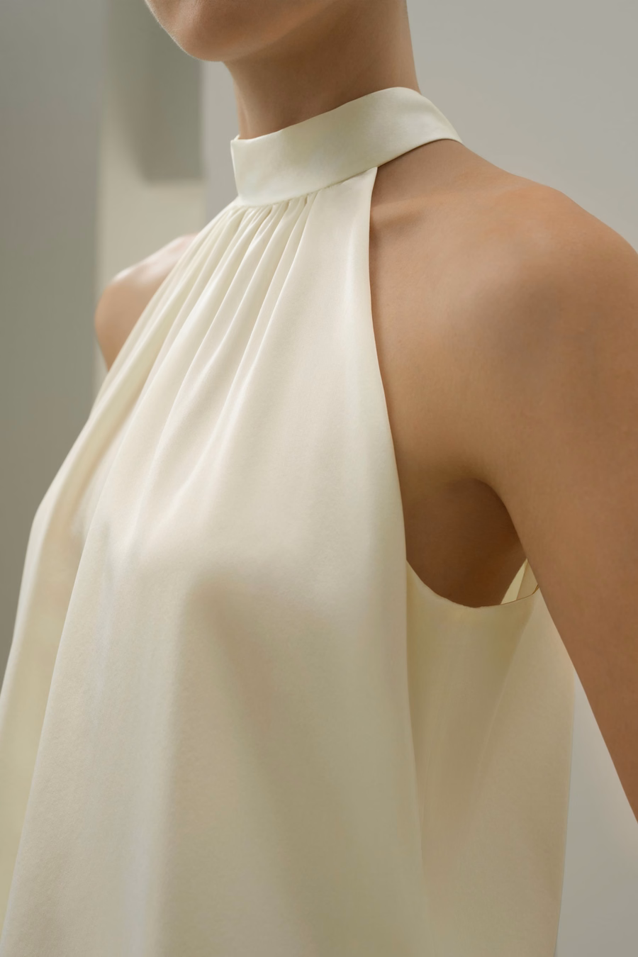 Minimalistic Allure Silk Halter Top