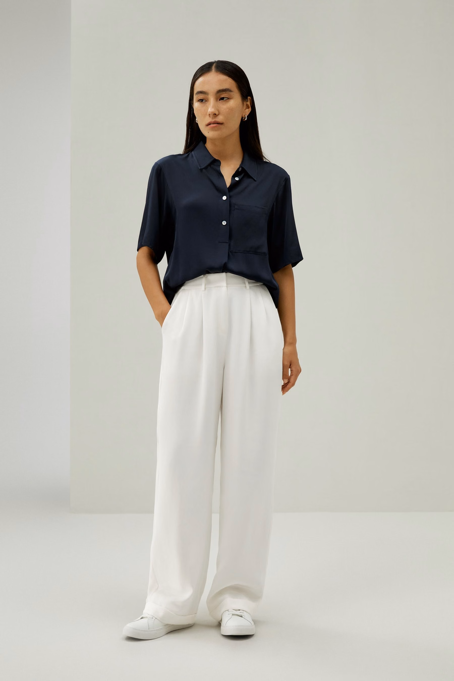 Half-Placket Short Sleeve Button Up Shirt
