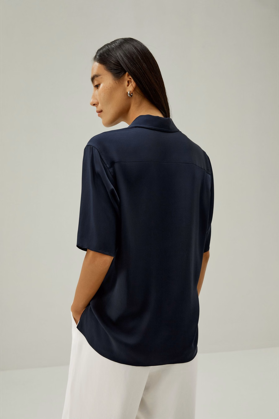 Half-Placket Short Sleeve Button Up Shirt