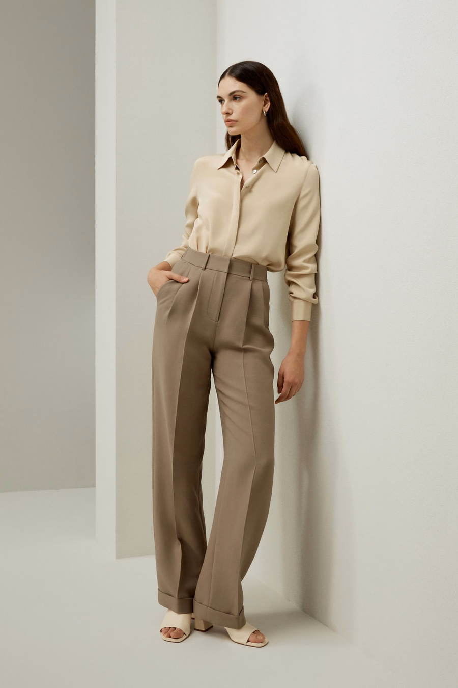 Graceful Button Up Silk Blouse