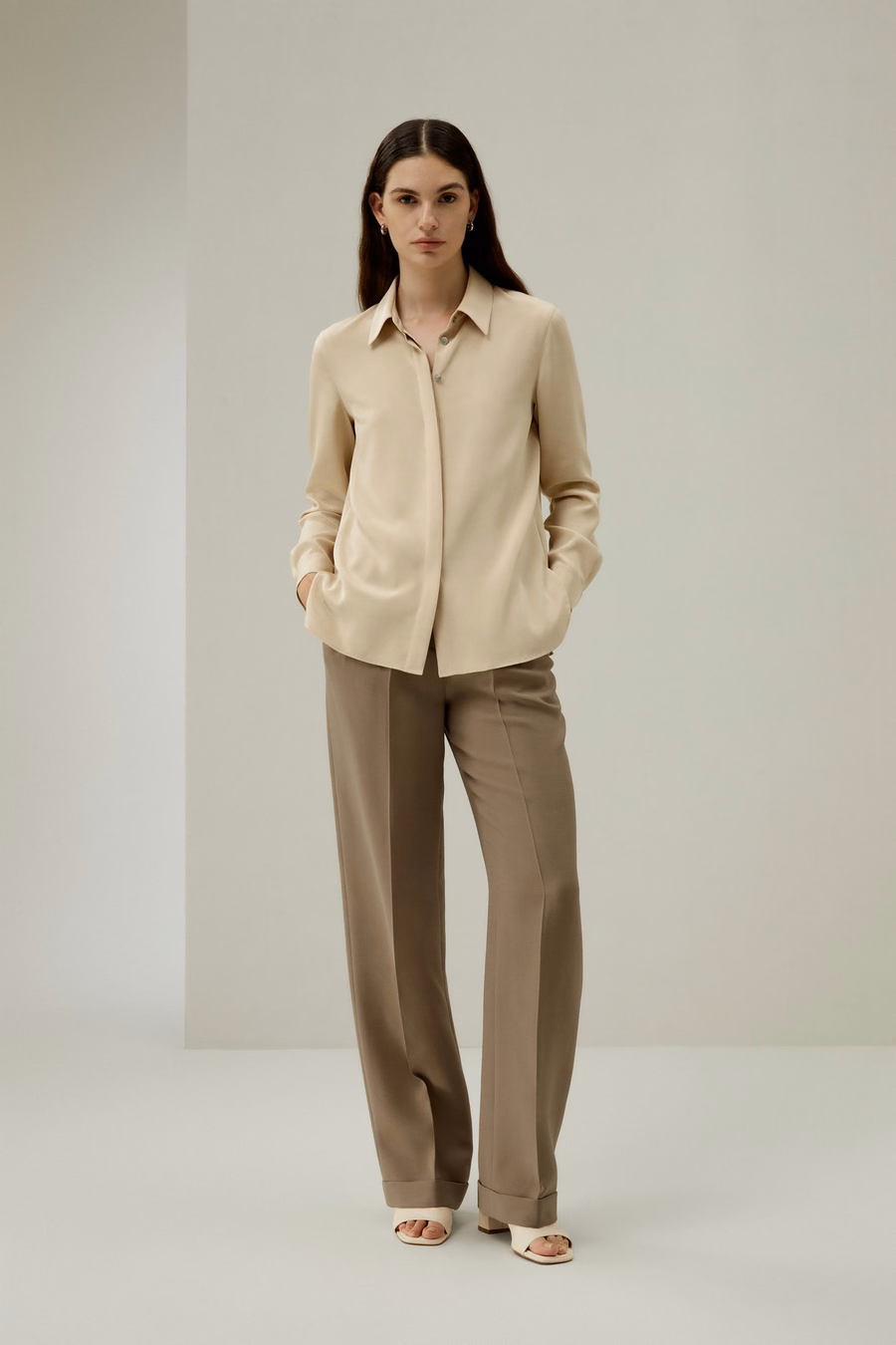 Graceful Button Up Silk Blouse
