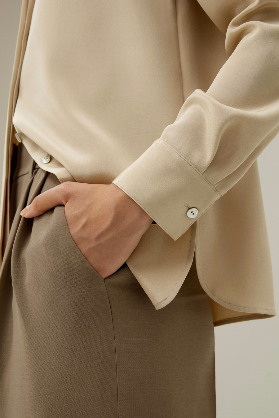 Graceful Button Up Silk Blouse