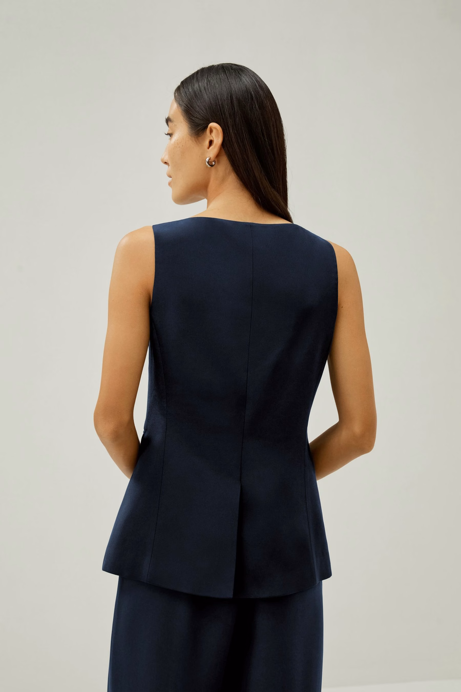 Button Up Blazer Silk Vest