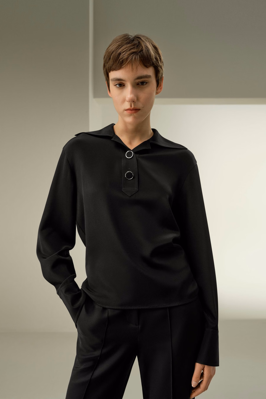 Luxury Stretch Silk Popover Blouse