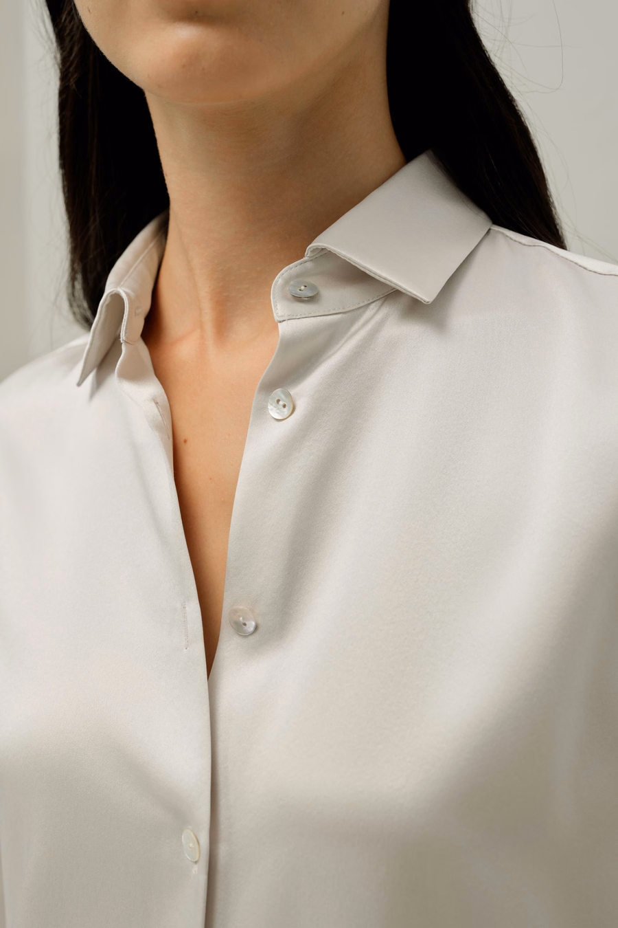 Spread Collar Silk Shirt