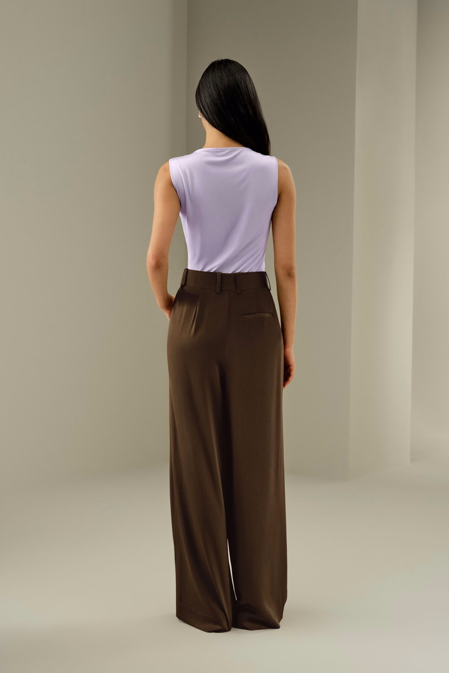 Silk Jersey Cowl-neck Sleeveless Top