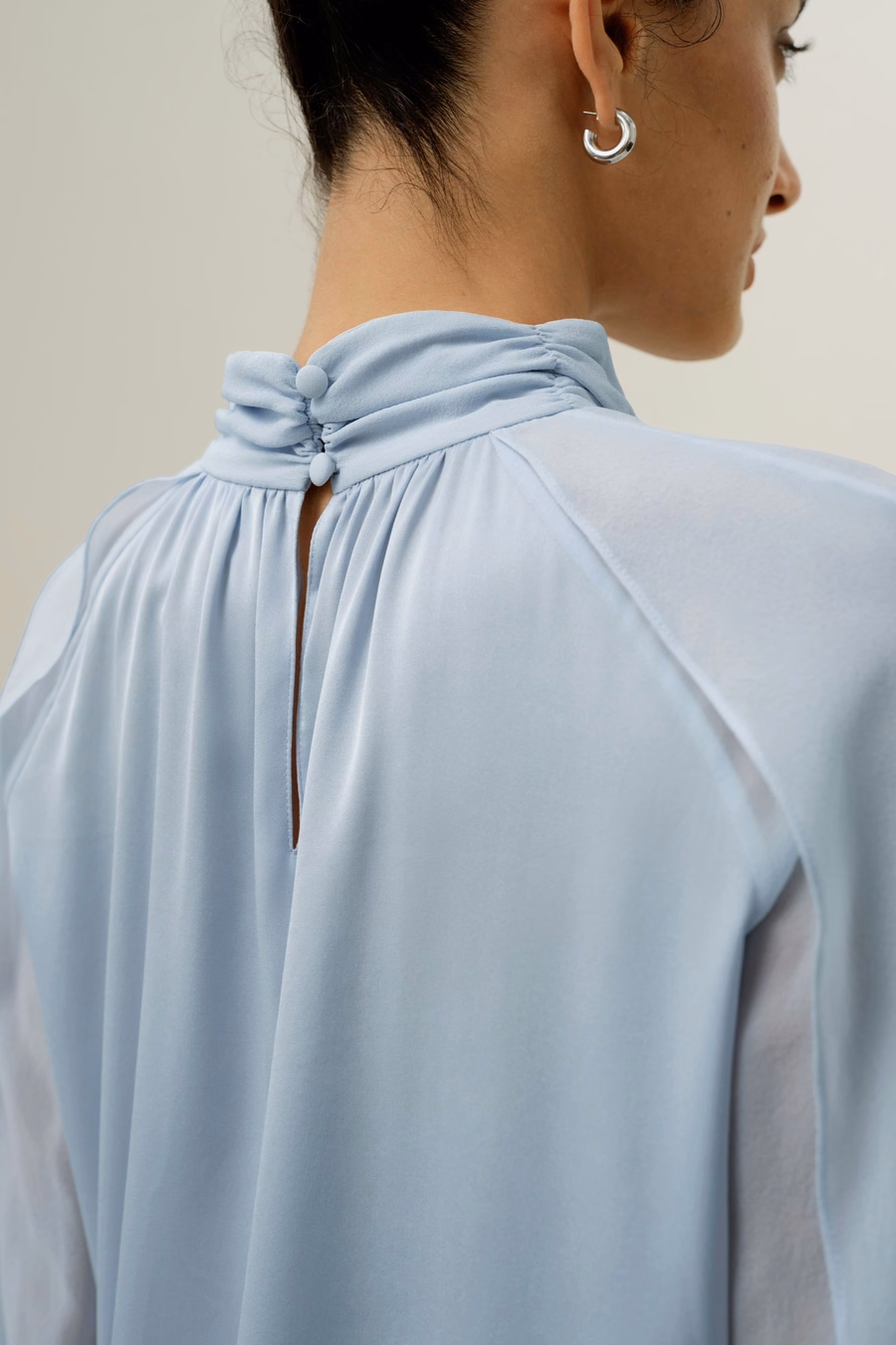 Side Slit Lantern Sleeve Blouse