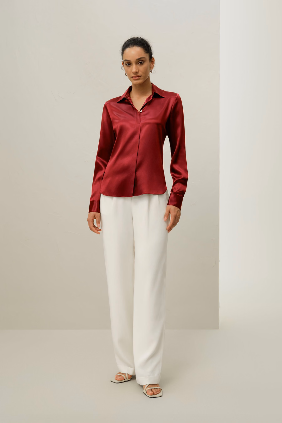 Elegant Silhouette Silk Shirt