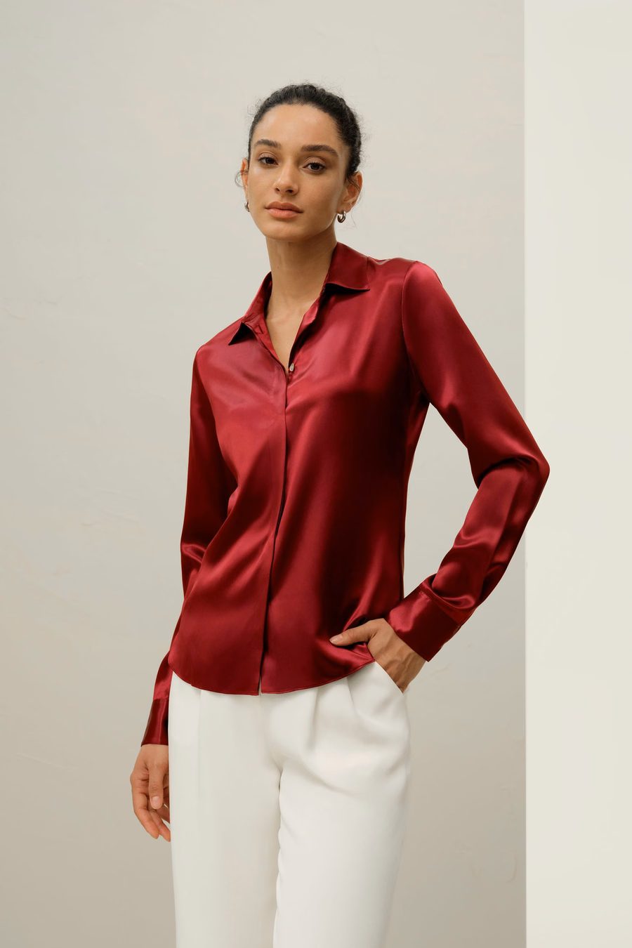 Elegant Silhouette Silk Shirt