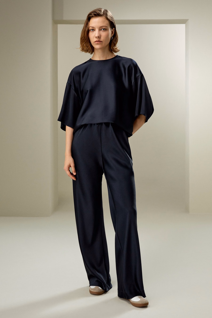 Relaxed Silk Crewneck Blouse