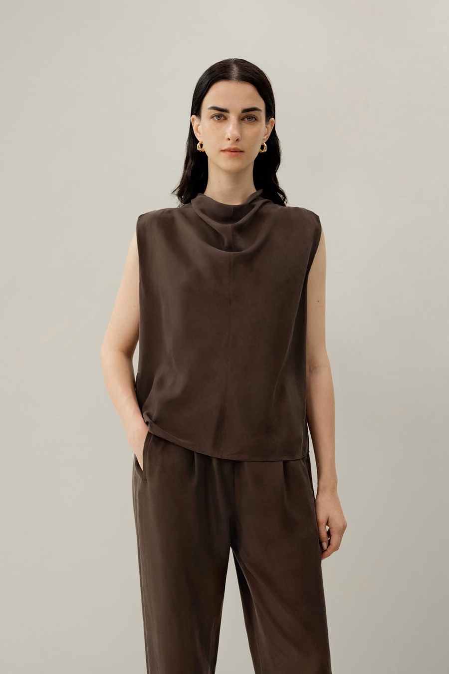 Silk Habotai sleeveless top