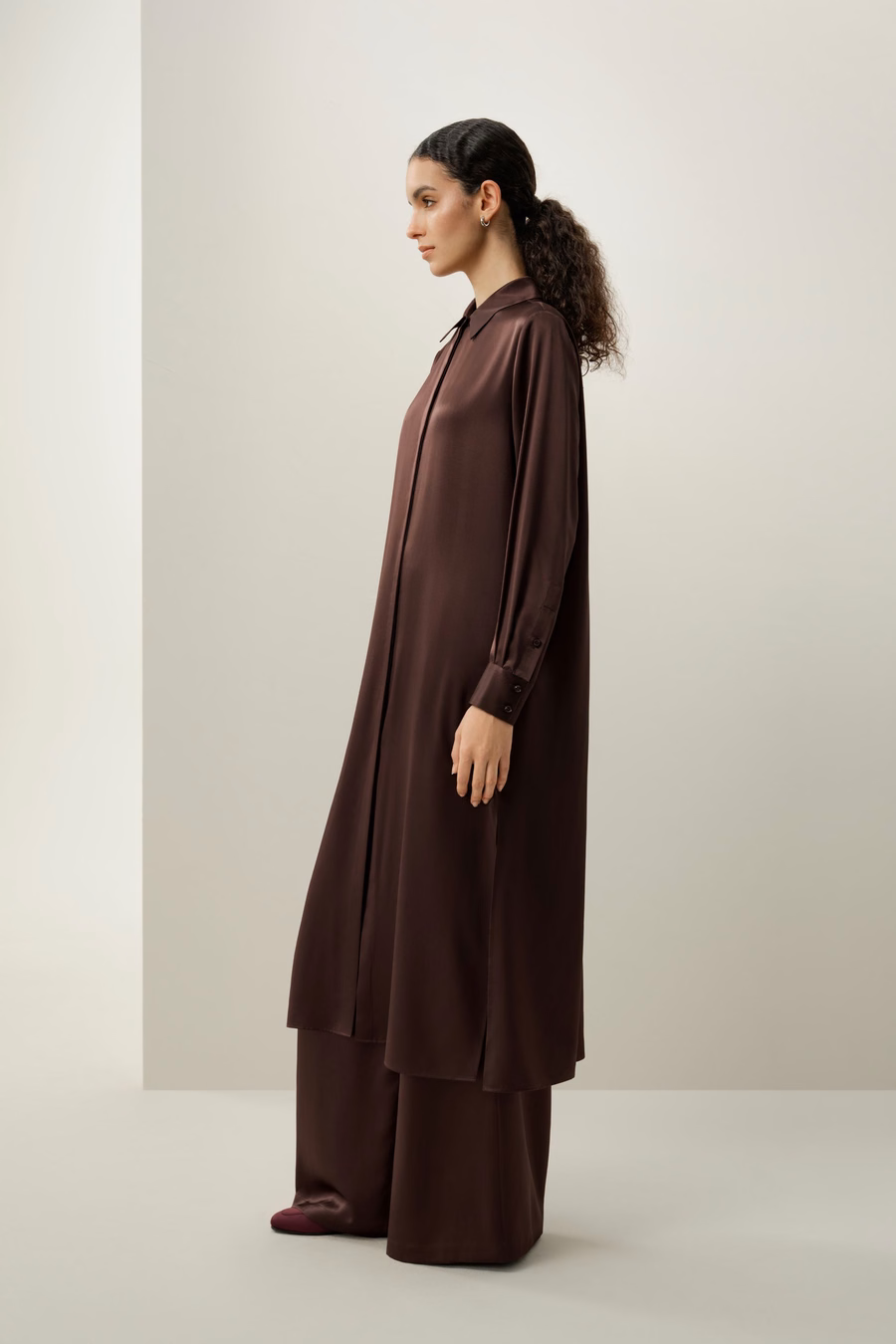Silk Charmeuse Shirt Dress