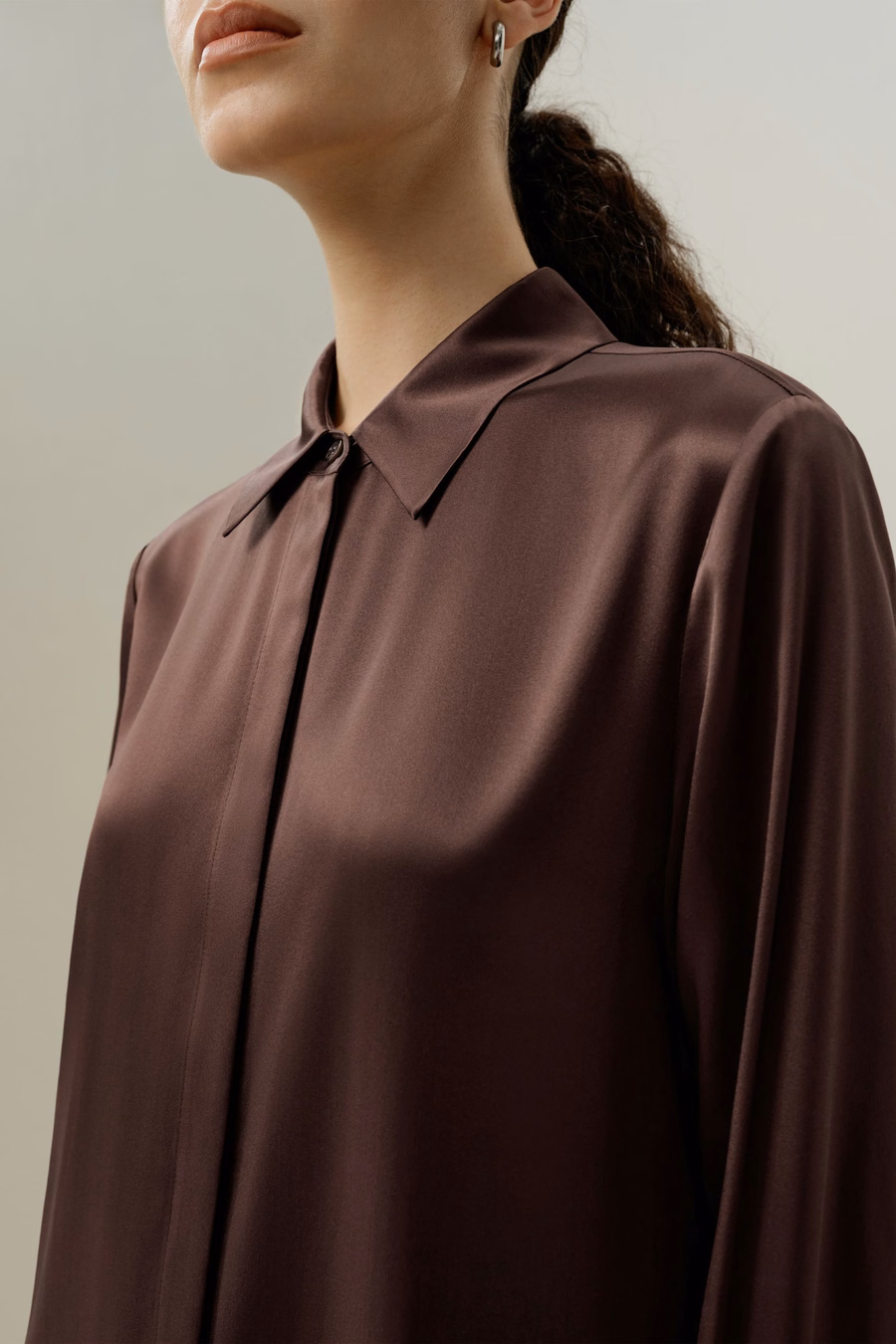Silk Charmeuse Shirt Dress