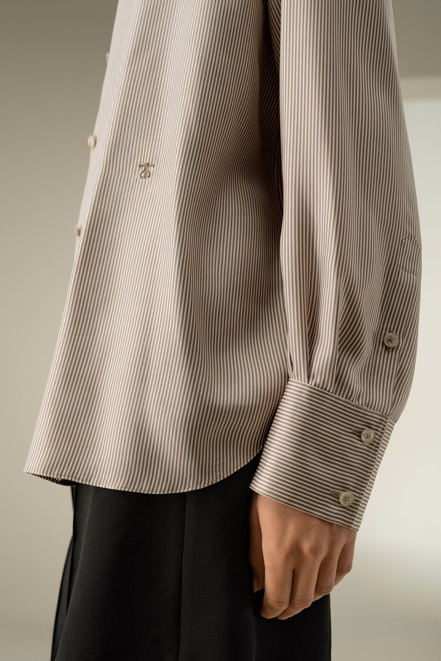 Pinstriped Oversized Silk Shirt