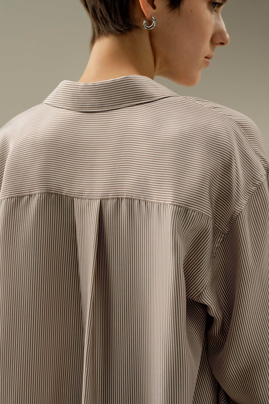 Pinstriped Oversized Silk Shirt