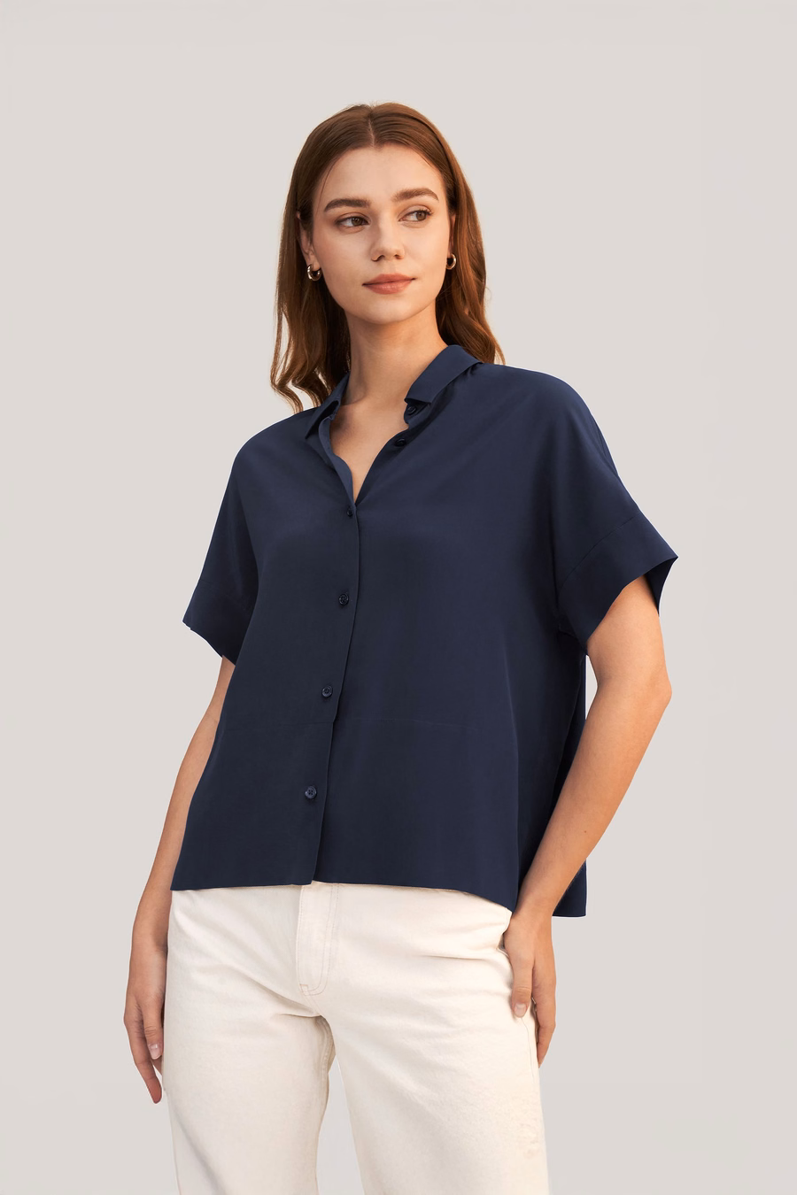 Casual Short Sleeves Loose Silk T-Shirt