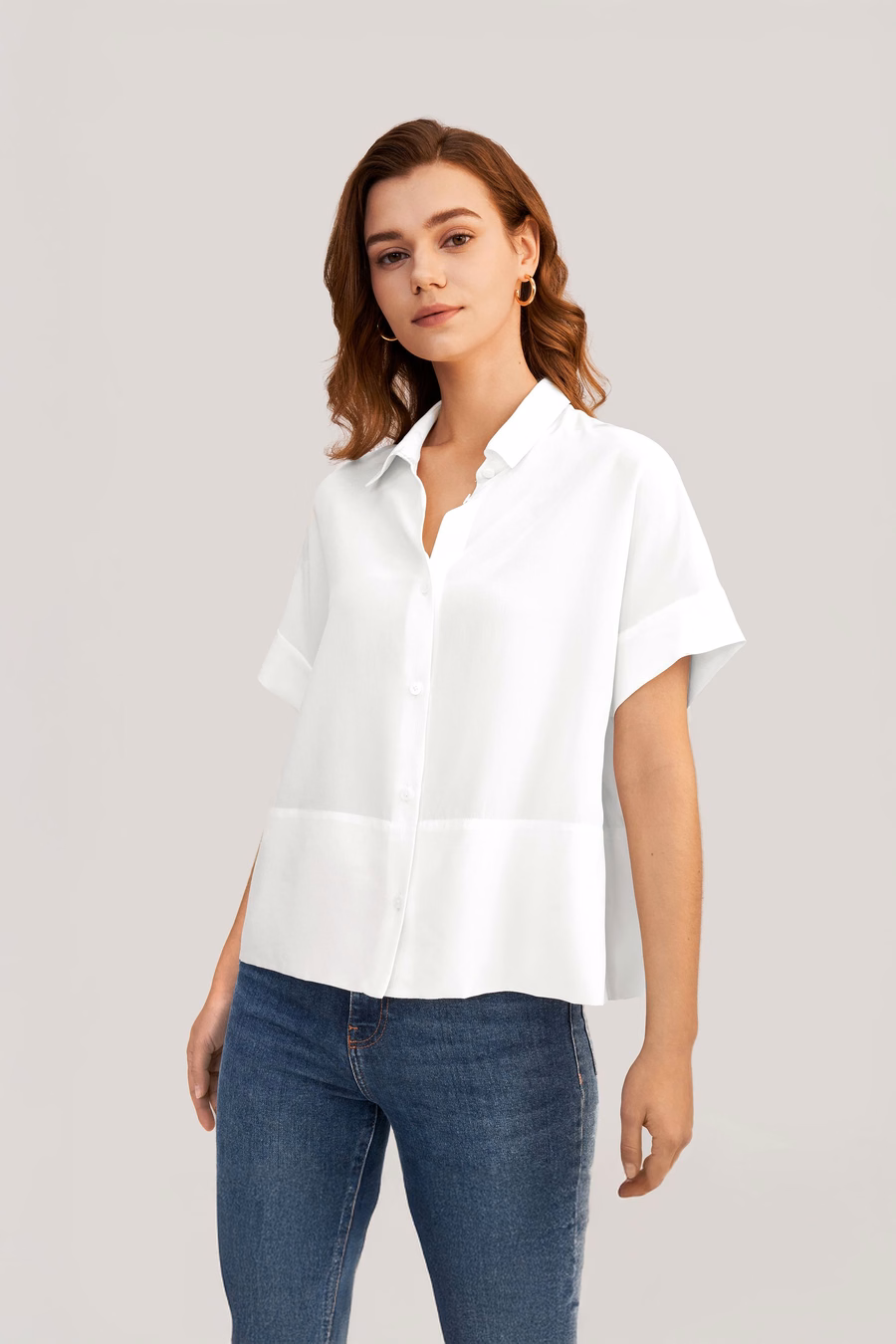 Casual Short Sleeves Loose Silk T-Shirt