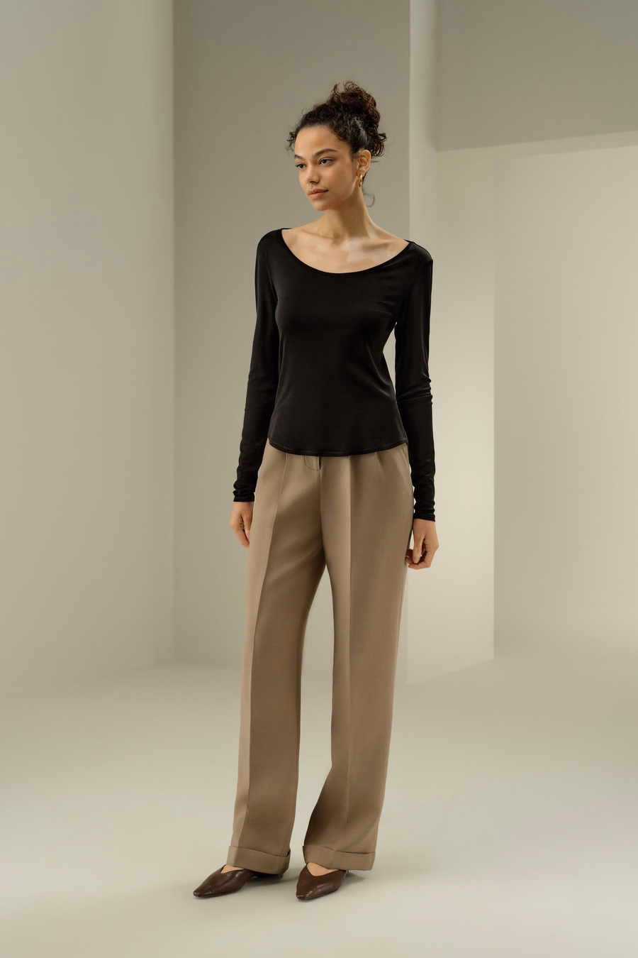 Scoop-Neck Pure Silk Slim Fit Top