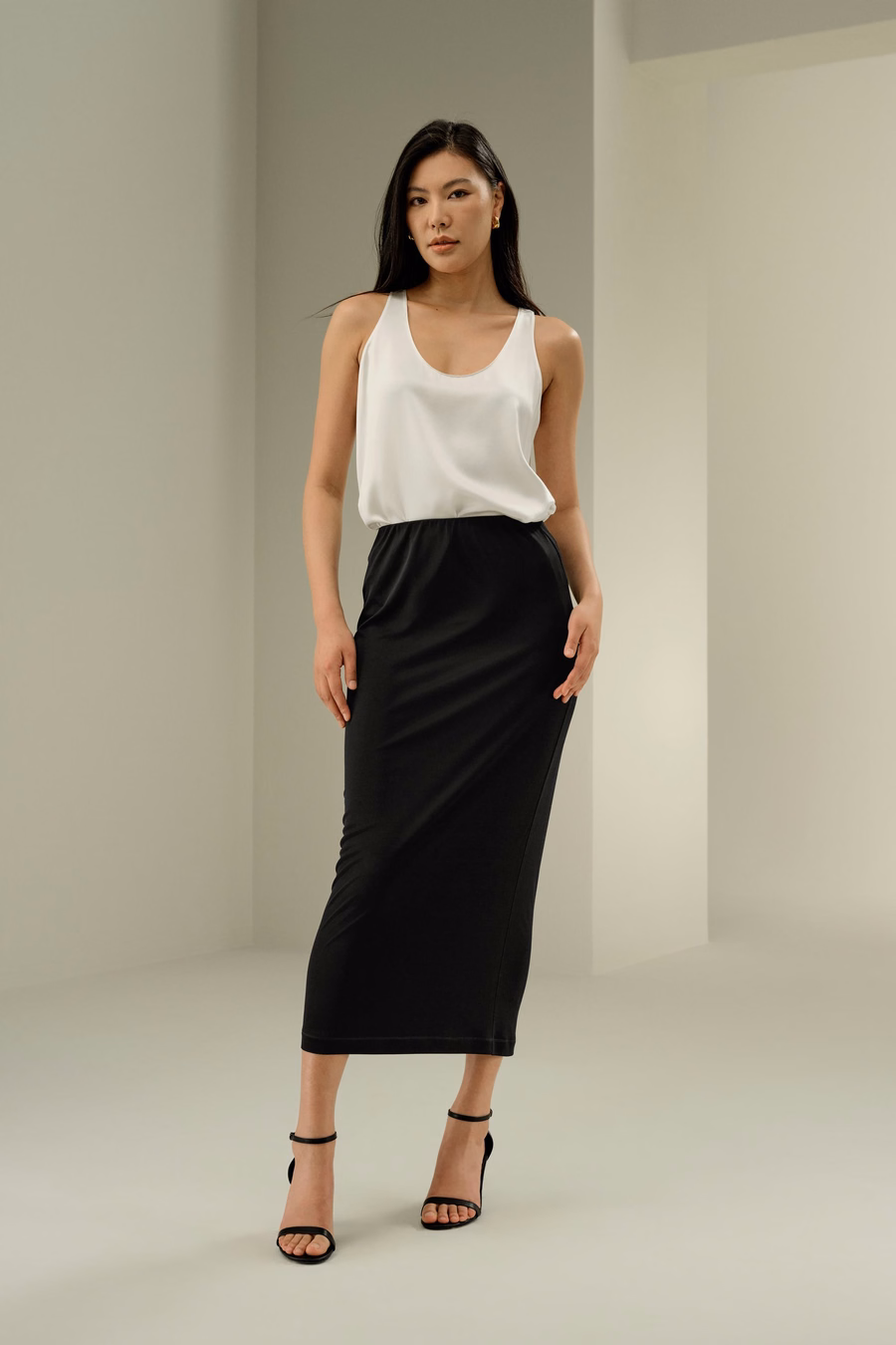 Elegant Silk Midi Skirt