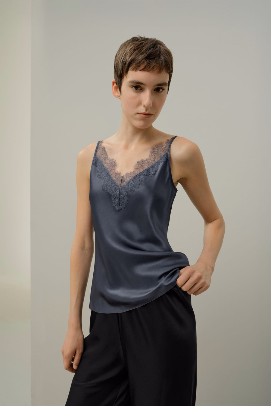 Lace-Trimmed Silk Camisole