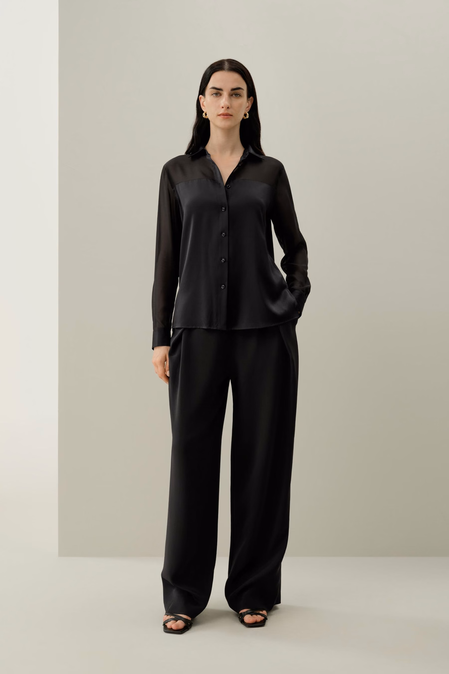 Button Down Silk Organza Shirt