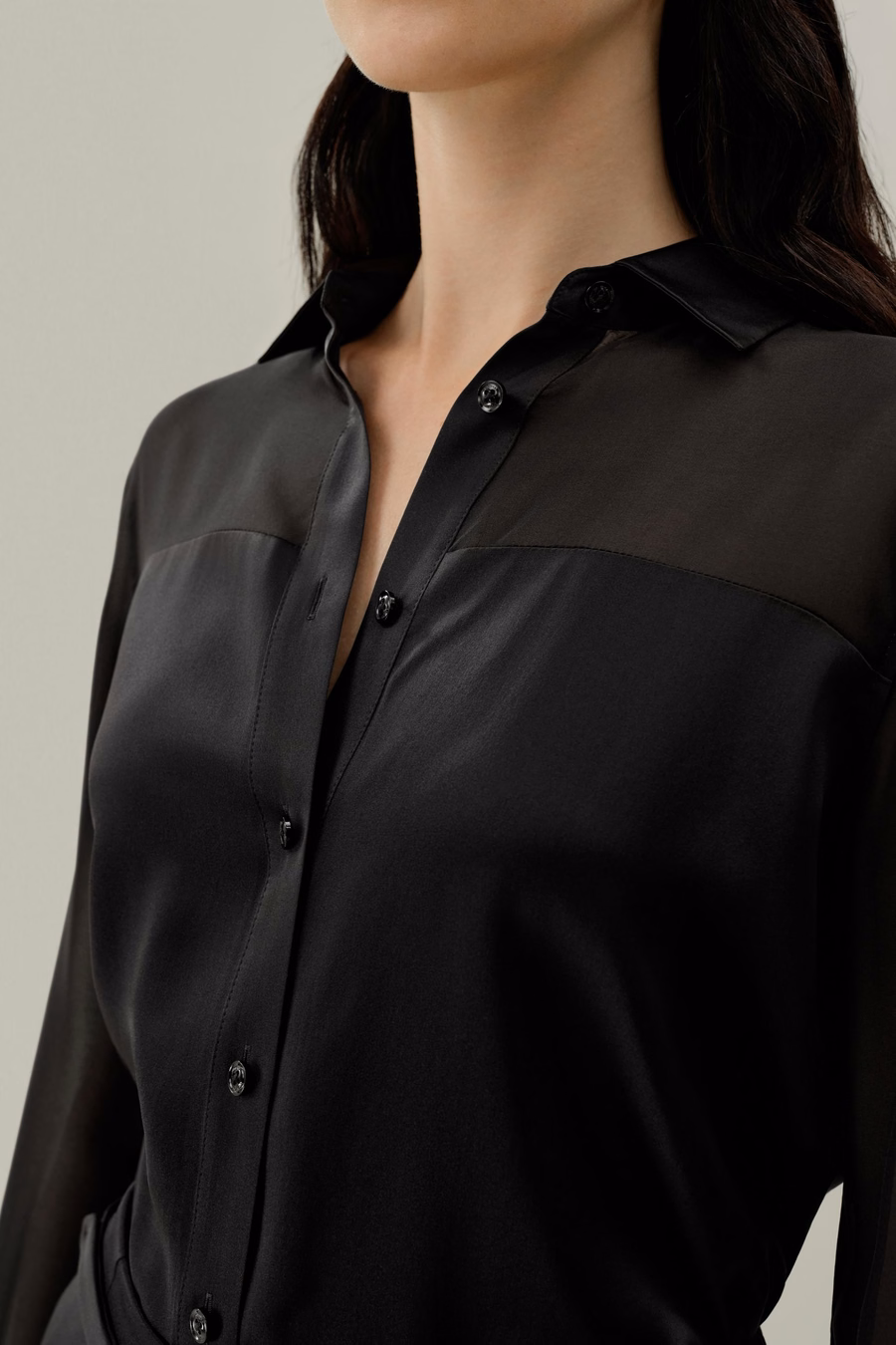 Button Down Silk Organza Shirt