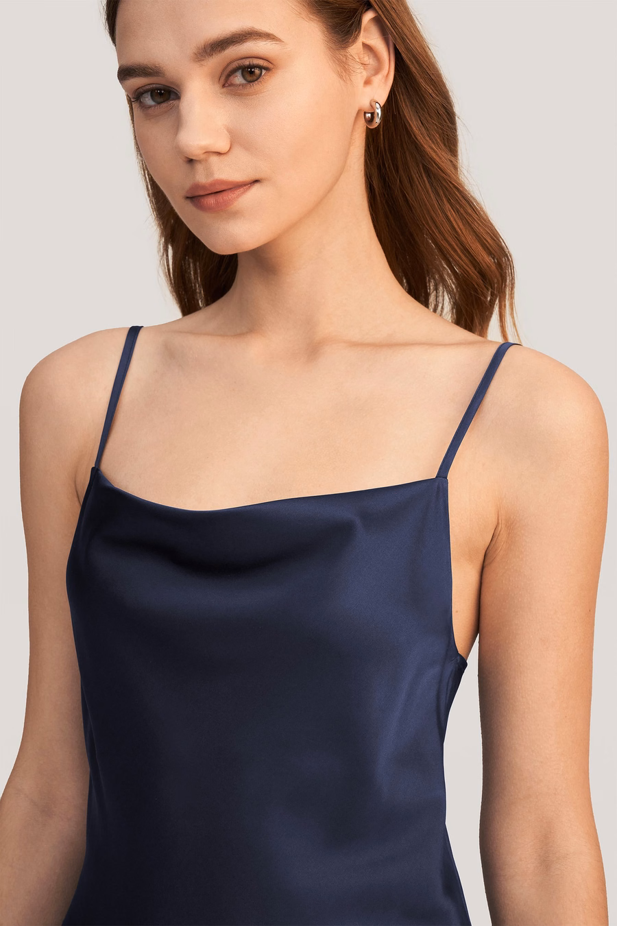 Elegant Alluring Cowl Neck Silk Dress