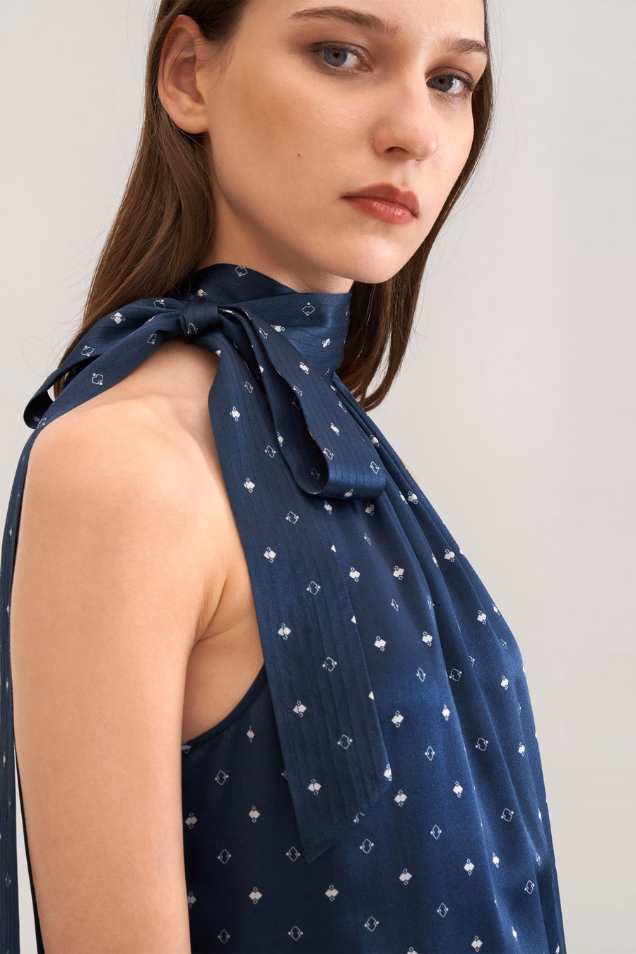 Halter Neck Silk Pine Shirt