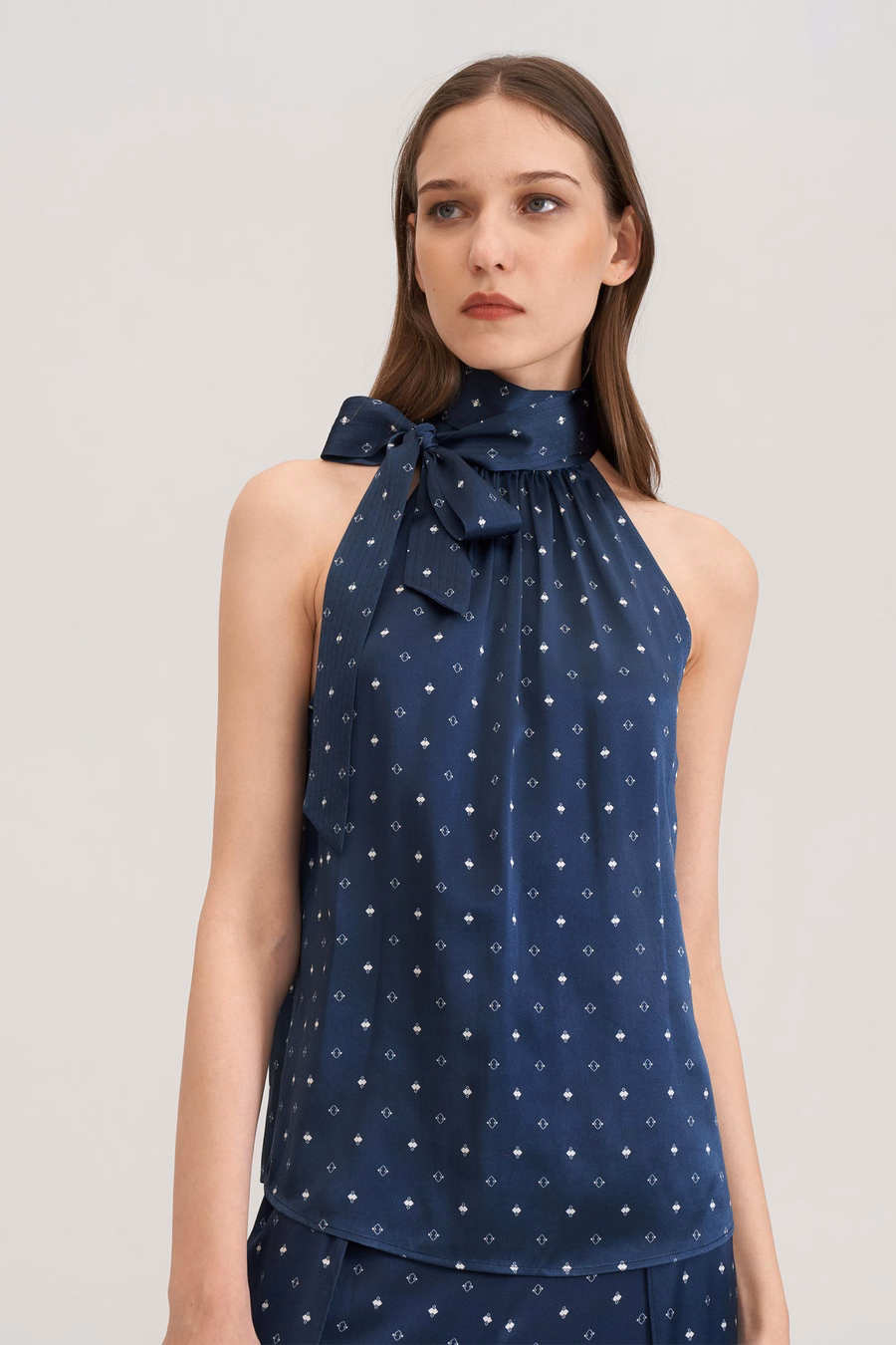 Halter Neck Silk Pine Shirt