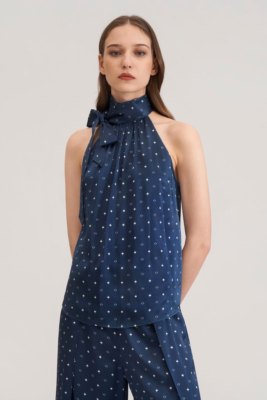 Halter Neck Silk Pine Shirt