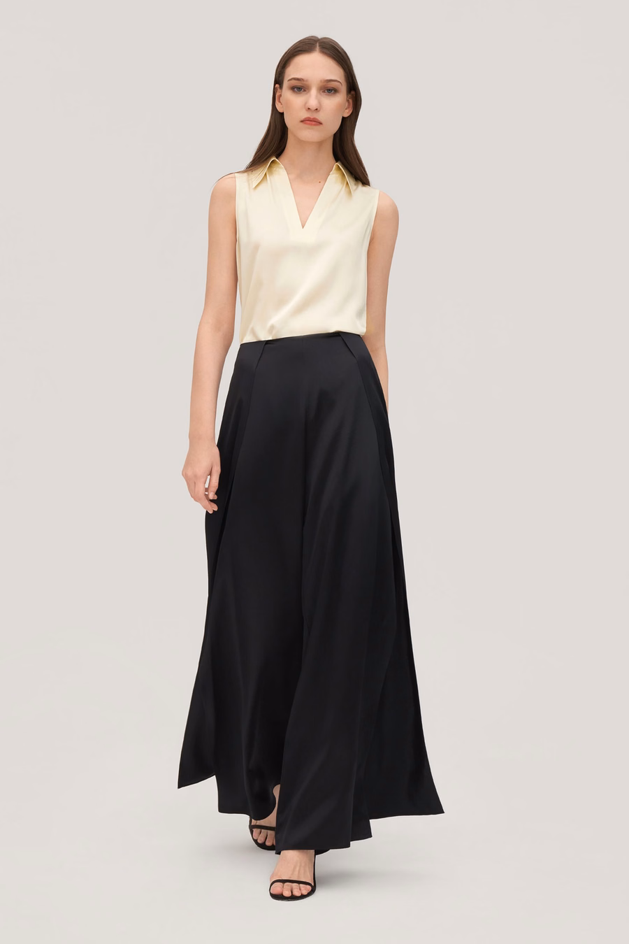 V-Neck Sleeveless Silk Violet Shirt For Women
