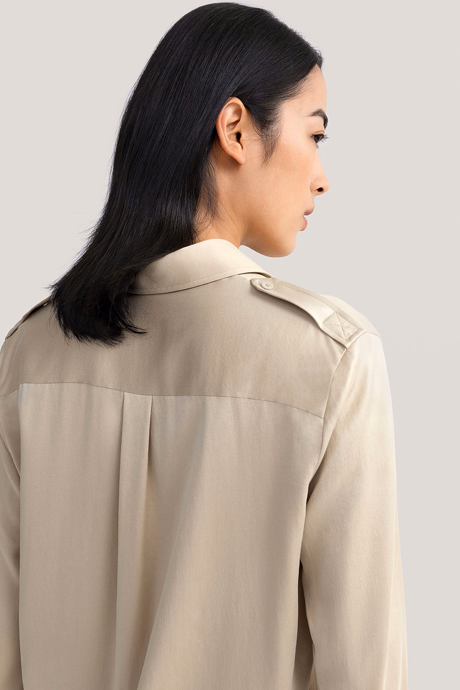 Sandwashed Silk Shirt With Epaulettes