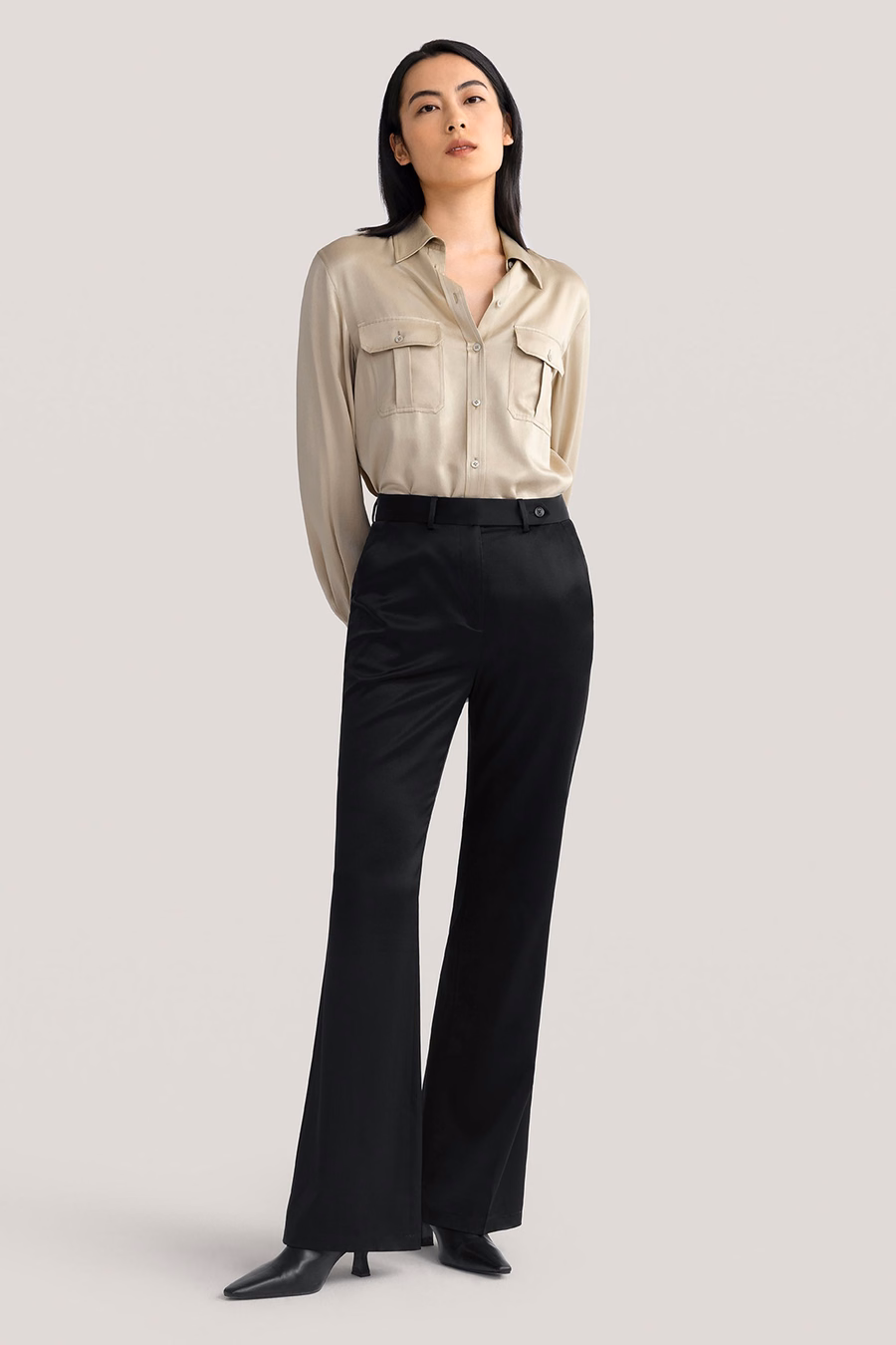 Sandwashed Silk Shirt With Epaulettes