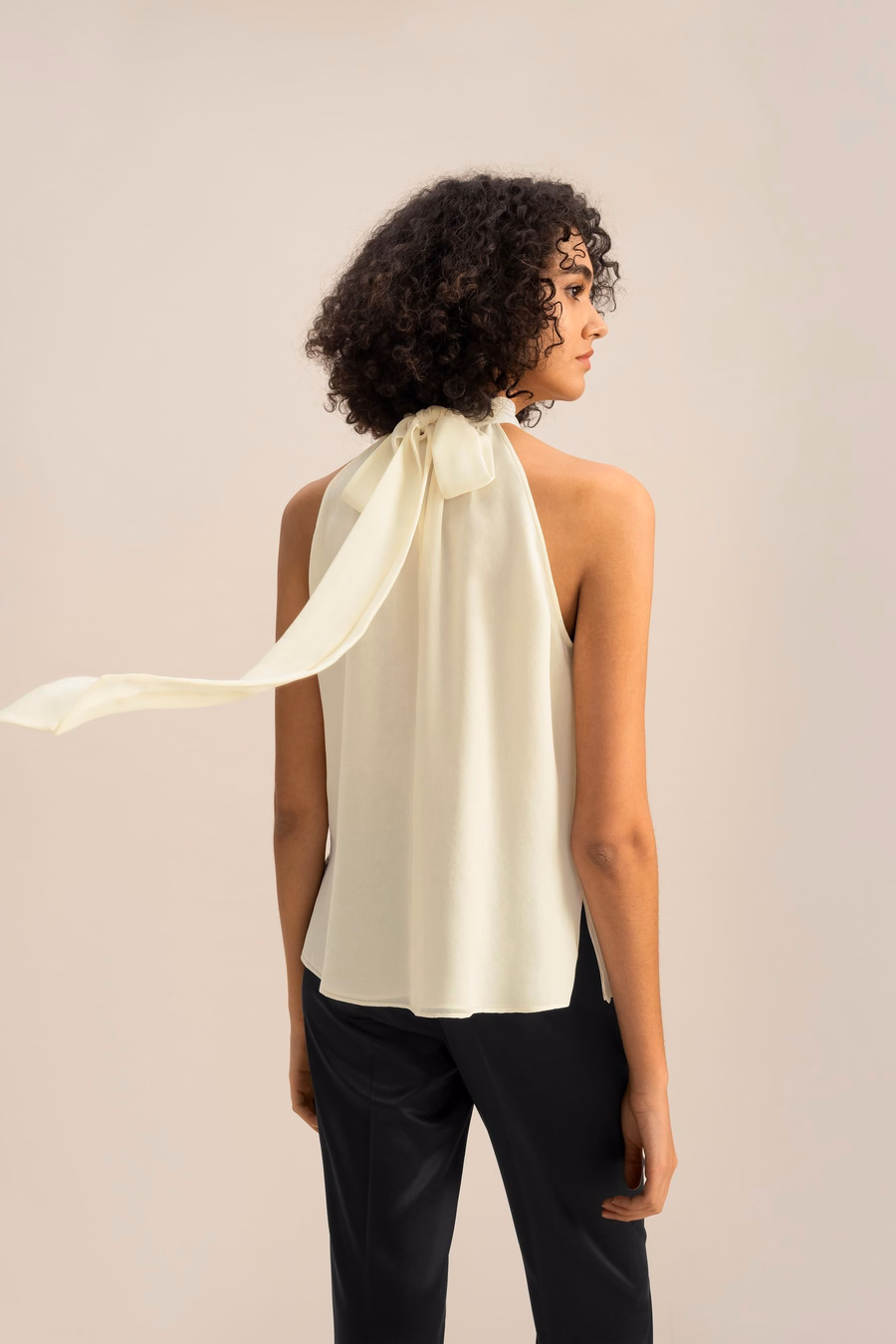 Silk Georgette Halter Neck Top