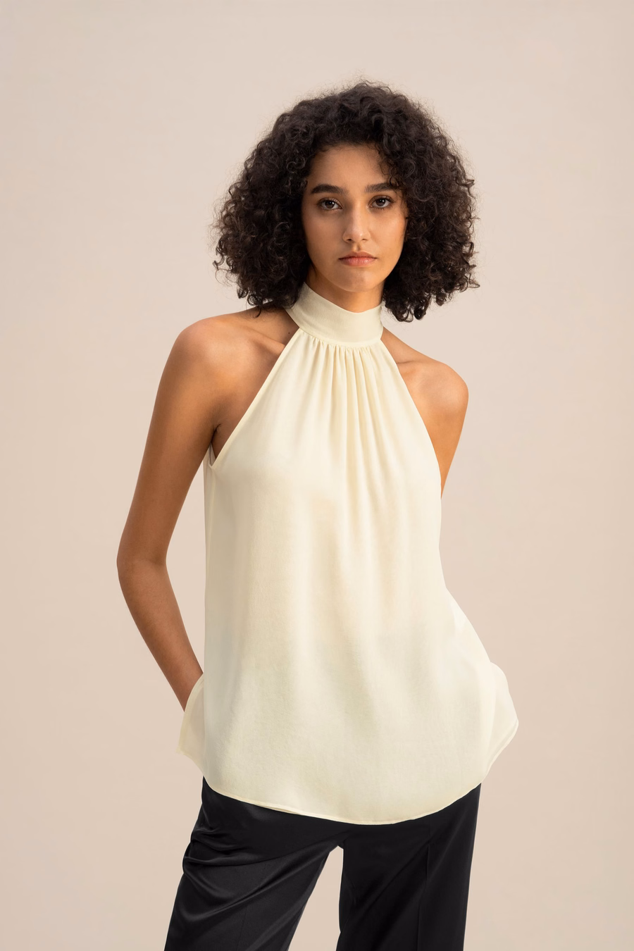 Silk Georgette Halter Neck Top
