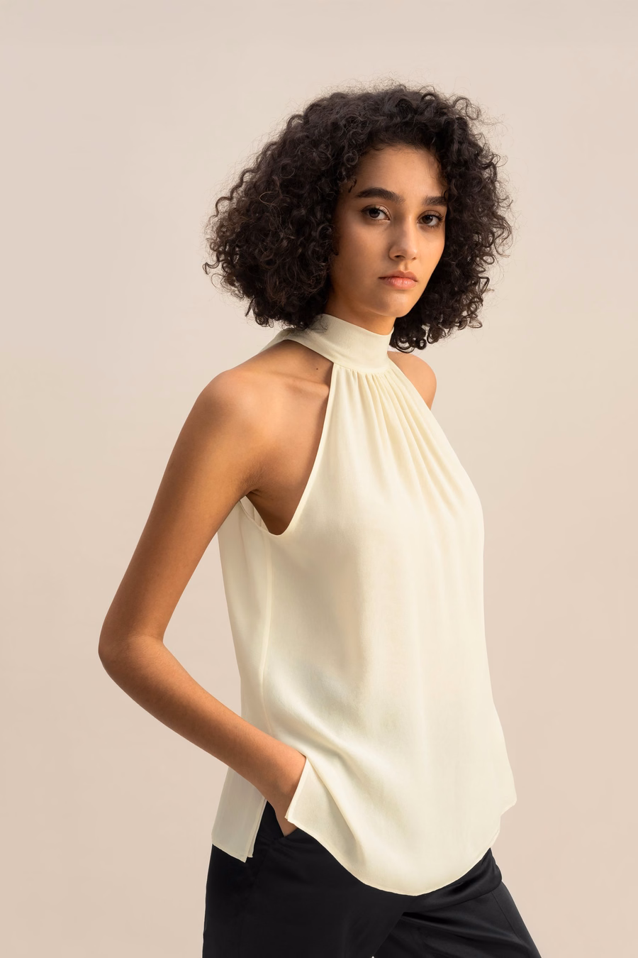 Silk Georgette Halter Neck Top