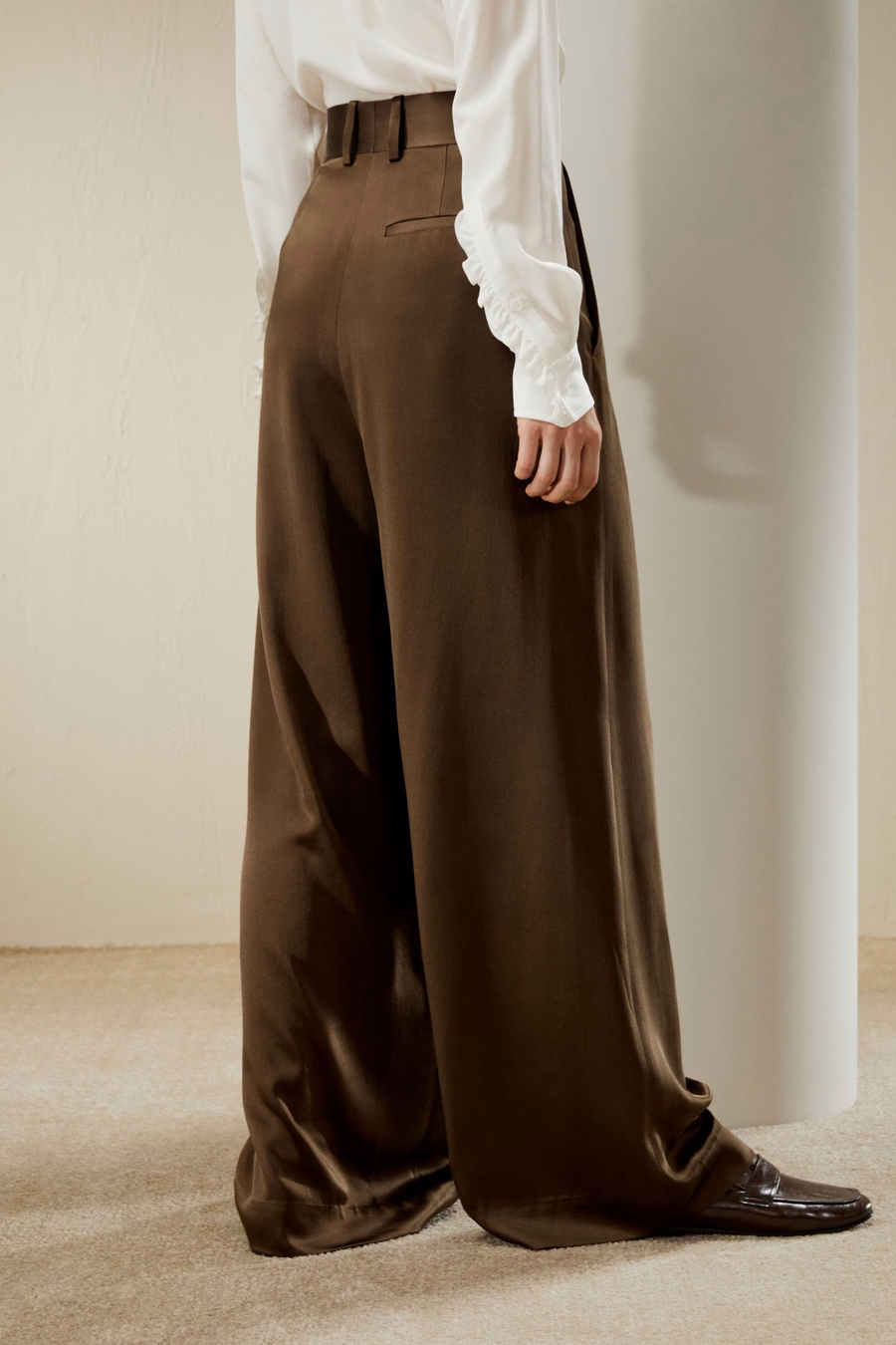 High-Waisted Wide Leg Dense Silk Pants