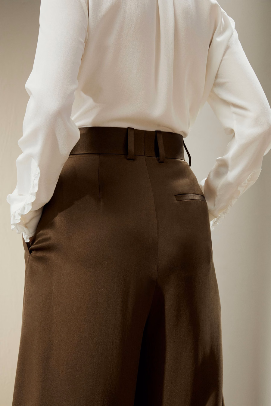 High-Waisted Wide Leg Dense Silk Pants