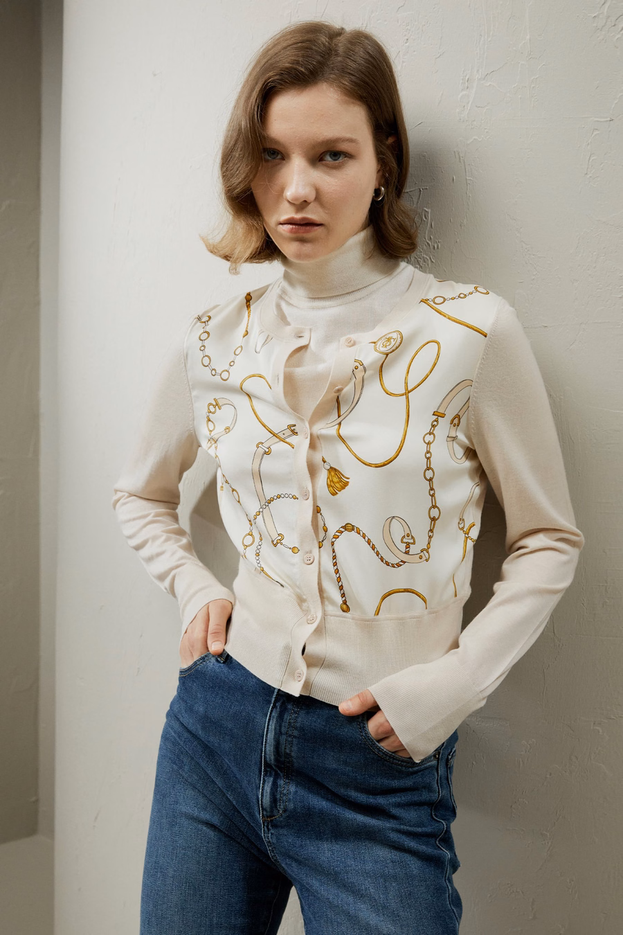 Merino Wool Cardigan with Louisville Silk Front