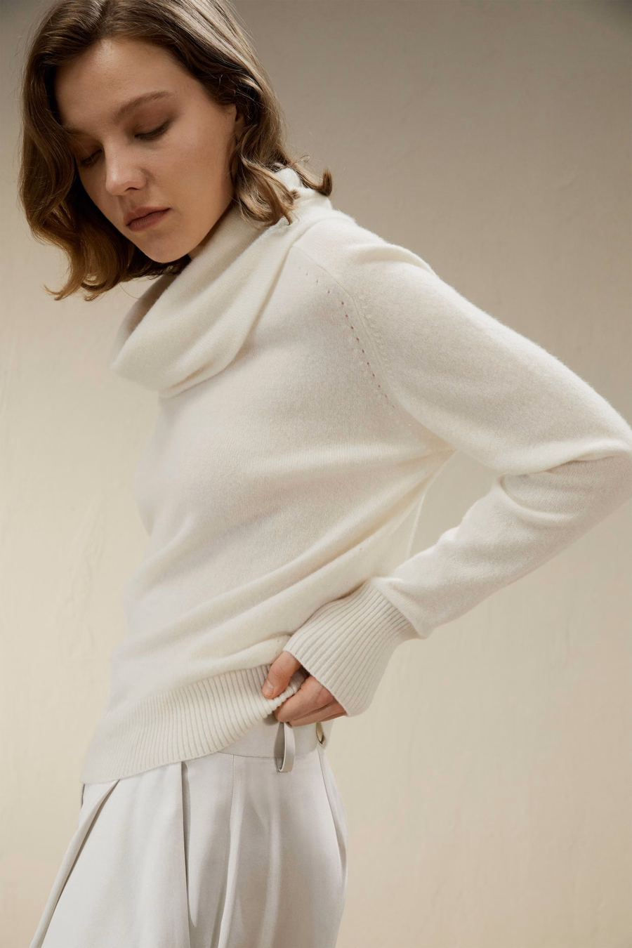 Cashmere Cowl Neck Sweater